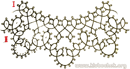 Схема воротника для плетения в технике фриволите