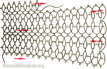 Схема воротника для плетения в технике фриволите