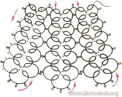 Схема воротника для плетения в технике фриволите