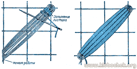 Выполнение рельефного листика с тремя прожилками