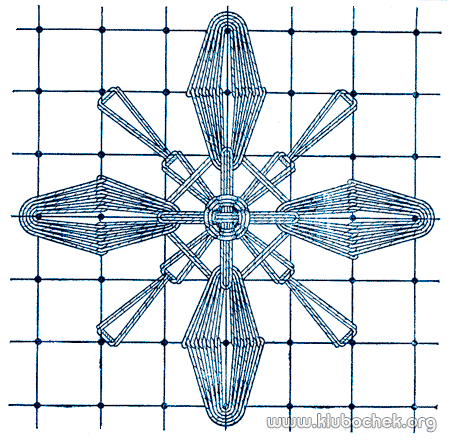 Репеек (большие листики) на двух клетках сетки