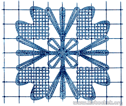 Цветок с фигурными лепестками, заполненными полотняным швом