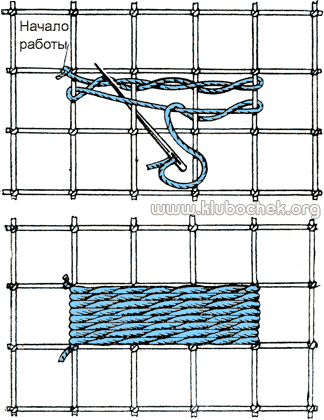 Шов настил с обвивкой в горизонтальном направлении