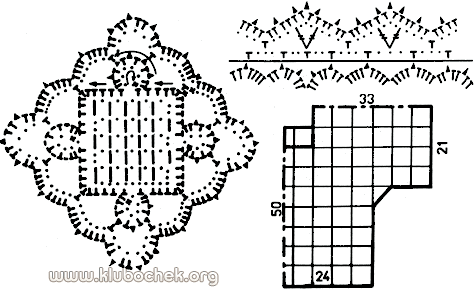 Схемы и выкройка для ажурной блузы из квадратных мотивов - www.klubochek.org