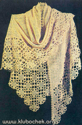 Шаль с каймой из квадратных мотивов - www.klubochek.org