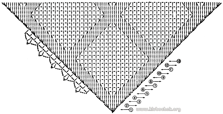 Черная шаль с фиолетовыми цветами. Схема вязания шали - www.klubochek.org