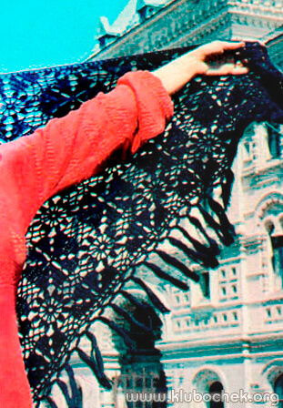 Черная шаль из квадратных и треугольных мотивов - www.klubochek.org