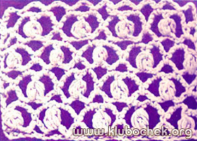 Образец ажурной вязки с бугорками