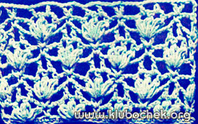 Образец ажурной вязки с бугорками