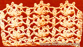 Образец ажурной вязки с бугорками