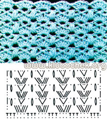 Образец ажурной вязки с бугорками