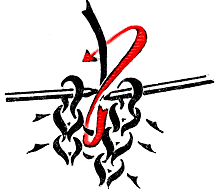 Петля, провязанная из промежутка между петлями нижележащего ряда