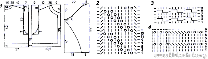 Ажурный костюм, выкройка и схемы узоров для вязания спицами - www.klubochek.org