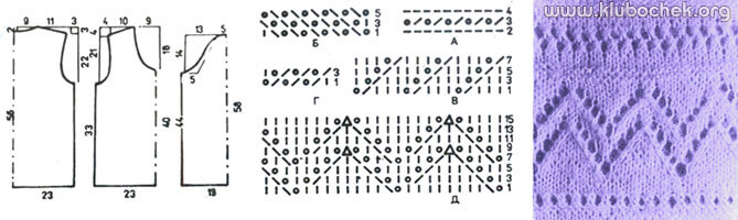 Ажурный джемпер, схемы, выкройка и образец - www.klubochek.org