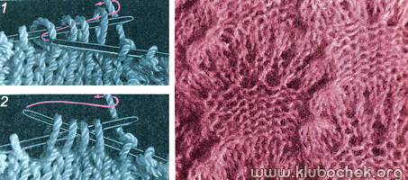 Ажурный джемпер, образец узора, прибавление петли - www.klubochek.org