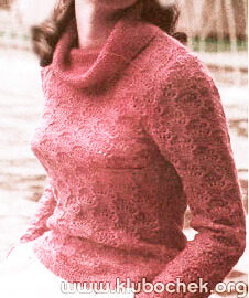 Ажурный джемпер с воротником-«хомут» - www.klubochek.org