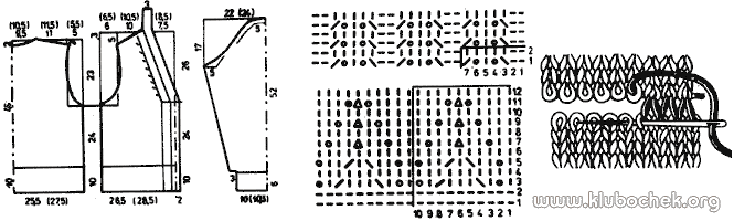Бежевая ажурная кофточка с узором «пирамидки», схема узора - www.klubochek.org
