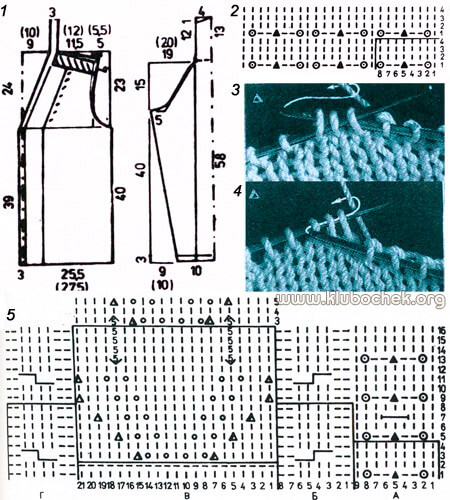 Кофта с вертикальными полосами узора с лепестками с бугорками, выкройка и схемы узора - www.klubochek.org