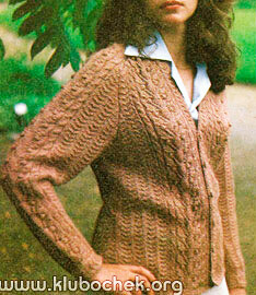 Кофта с вертикальными полосами узора с лепестками с бугорками - www.klubochek.org