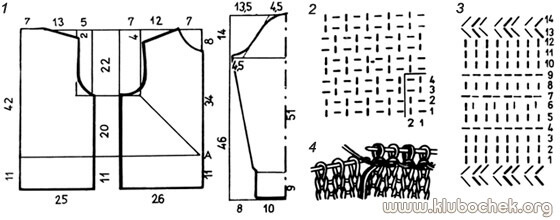Короткий жакет, выкройка и схемы вязки - www.klubochek.org