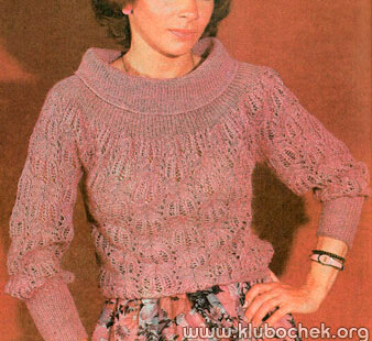 Розовый ажурный джемпер - www.klubochek.org