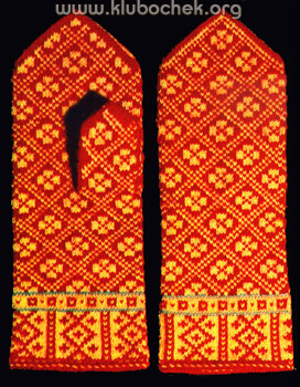 Красные варежки с орнаментом - www.klubochek.org