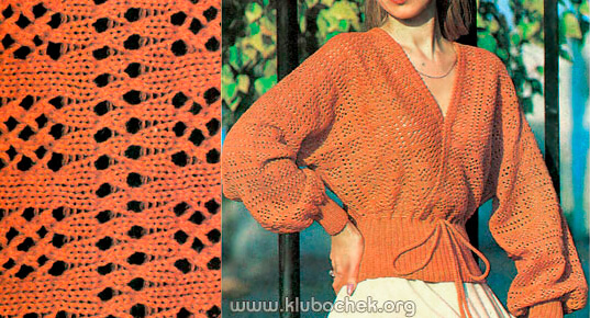 Ажурный блузон с запахом - www.klubochek.org