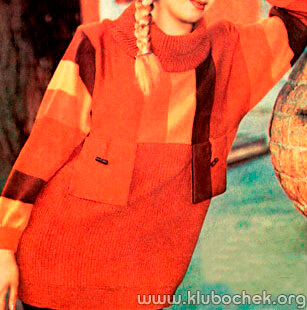 Свитер с декоративными карманами - www.klubochek.org