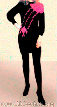 Черное платье с малиновым узором - www.klubochek.org