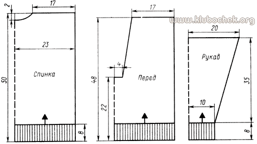 Джемпер для мальчика, связанный рельефным узором. Выкройка - www.klubochek.org